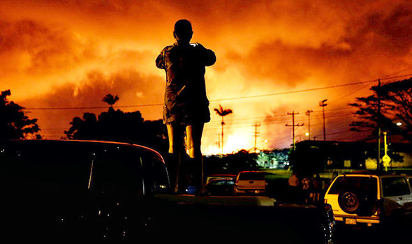 Flaming sky over Hawaii