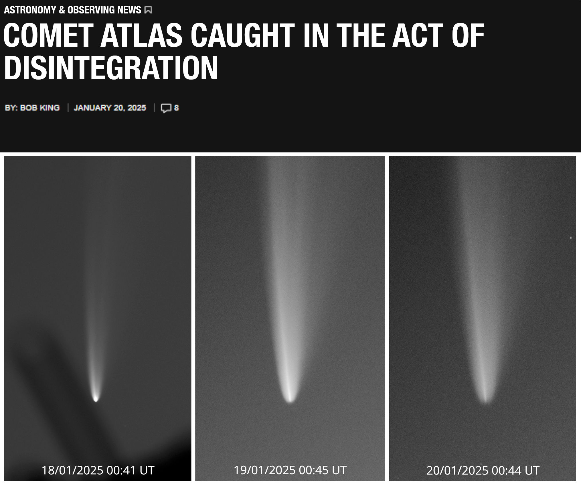 Comet C/2024 G3 (ATLAS) Disintegrates