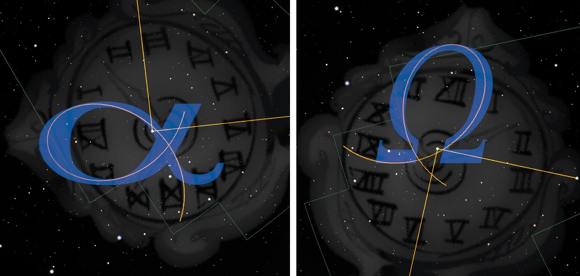 The comet’s path signifies the Alpha and the Omega