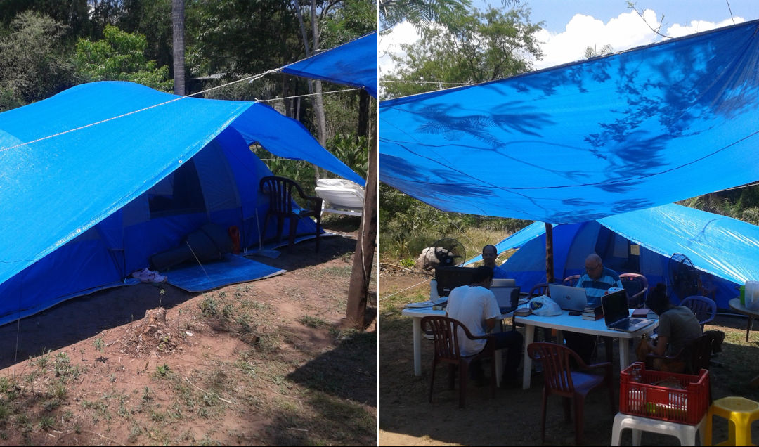 Philadelphia tent camping with a powerful post.